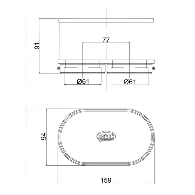 BMC - FM2922 : Universal Air Filter - Dual Oval Set Main Image