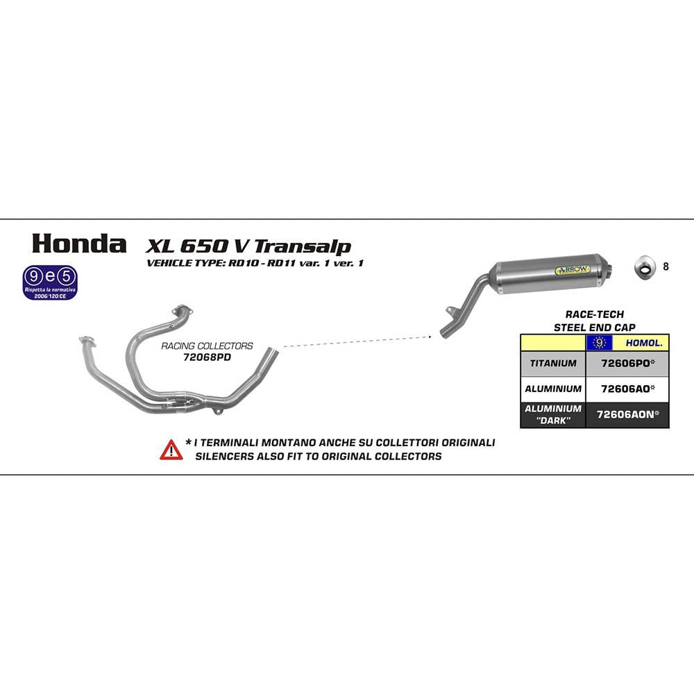 ARROW 72606AO Silencer - RACE-TECH Aluminium Silver with Steel End Cap : HONDA
