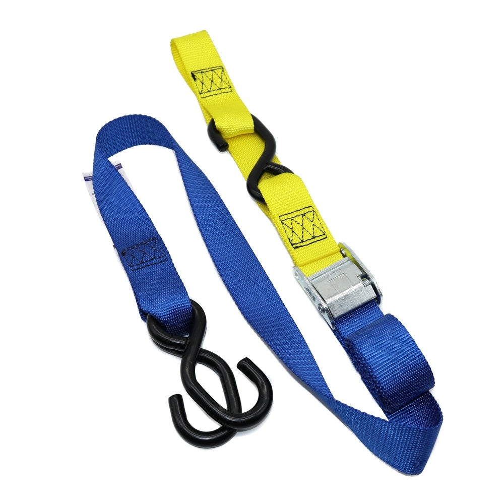 KMX Tie Down 38mm Twin Hook - Blue/Yellow Loop