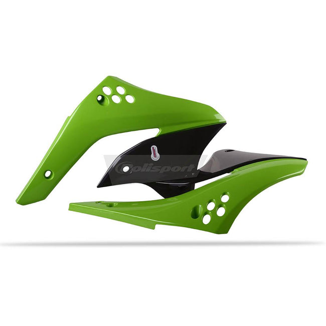 POLISPORT RADIATOR SHROUDS KAWASAKI KX450F 06-08 - GREEN/BLACK Hover Image