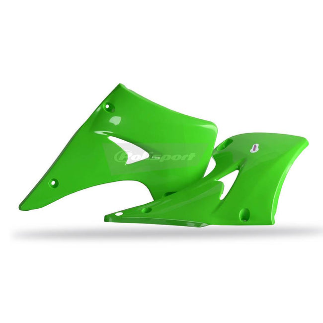 POLISPORT RADIATOR SHROUDS KAWASAKI KX125/250 03-08 - GREEN (2005 MODEL GREEN) Hover Image