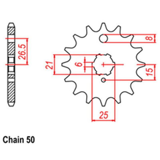 FRONT SPROCKET - STEEL 15T 530P (31-002-15) Hover Image