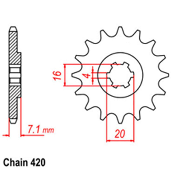 FRONT SPROCKET - STEEL  14T 420P (31-02B-14) Hover Image