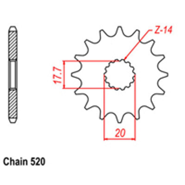 FRONT SPROCKET - STEEL  14T 520P (31-2HG-14) Hover Image