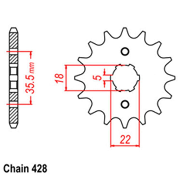 FRONT SPROCKET - STEEL  14T 428P (31-2JX-14) Hover Image