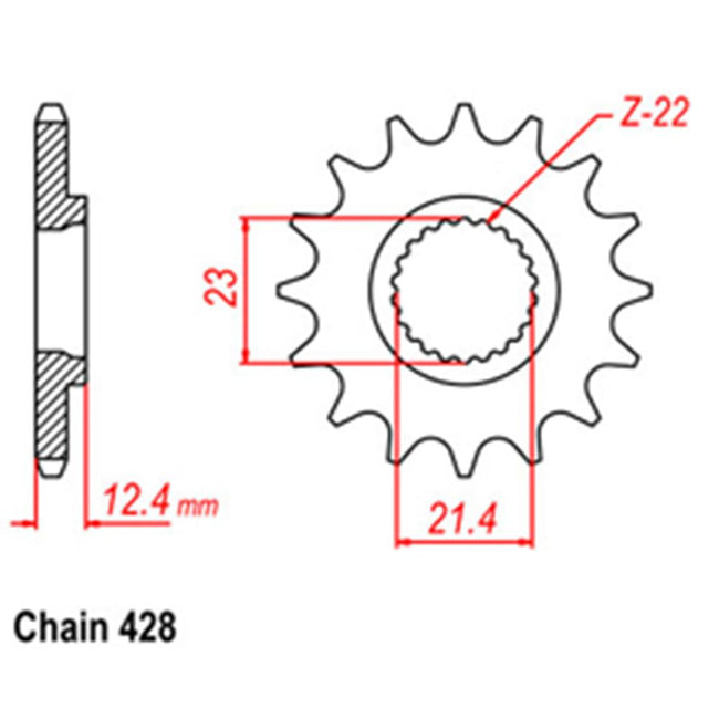 FRONT SPROCKET - STEEL  15T 428P (31-5XT-15) Hover Image