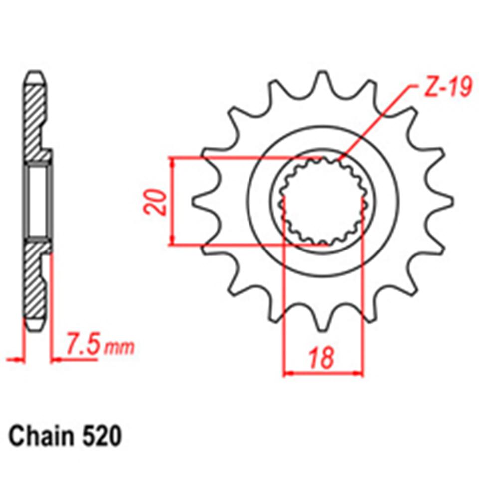 FRONT SPROCKET - STEEL  13T 520P (31-6KS-13)