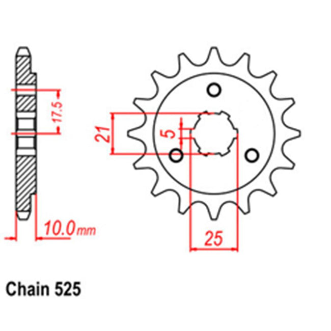 FRONT SPROCKET - STEEL  15T 525P (31-31D-15) Hover Image