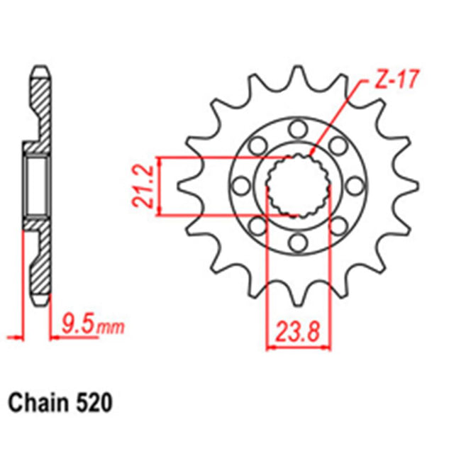 FRONT SPROCKET - STEEL  14T 520P (31-35G-14) Hover Image