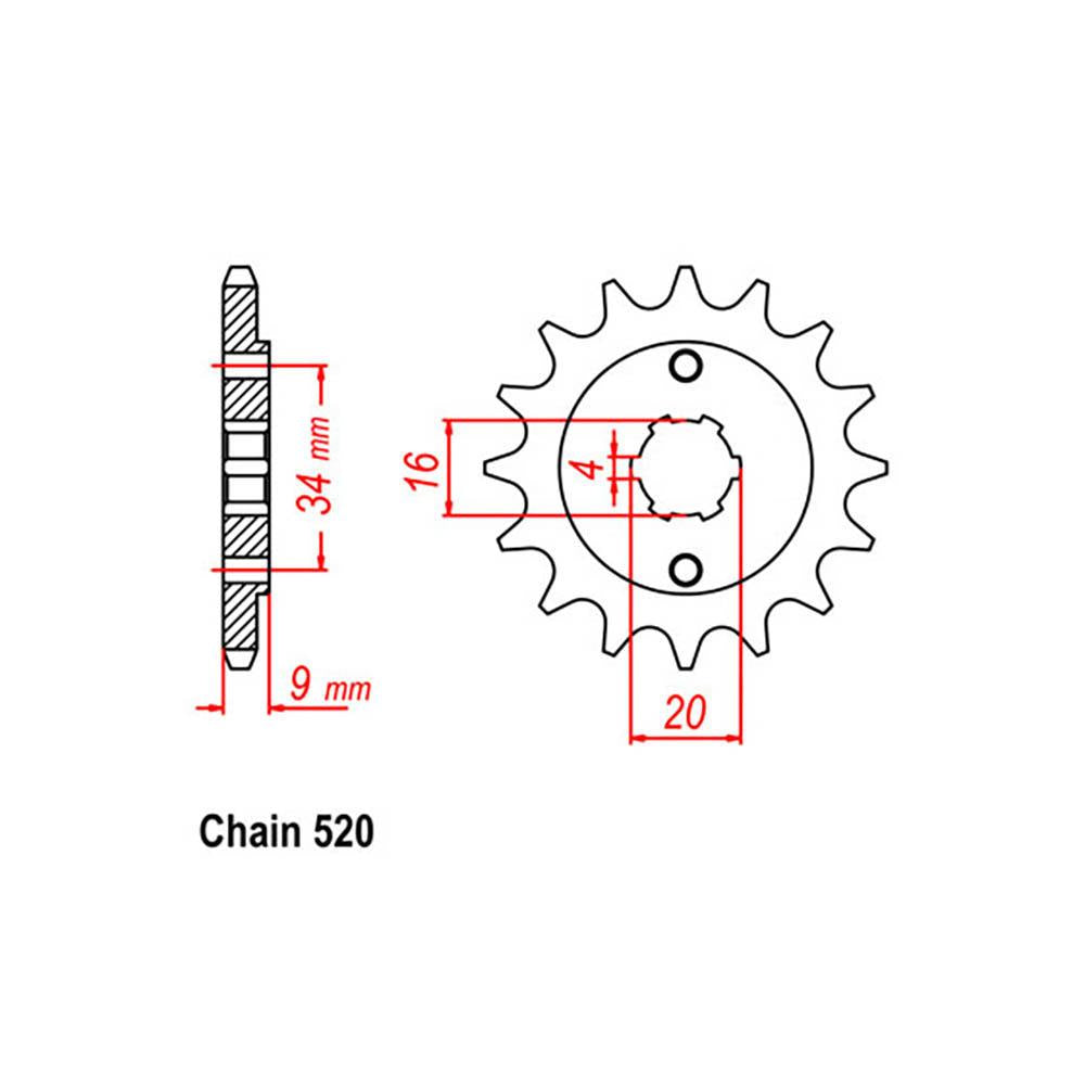 FRONT SPROCKET - STEEL  15T 520P (31-37F-15)