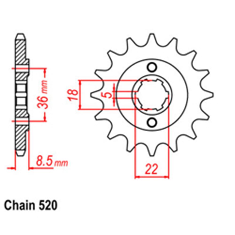 FRONT SPROCKET - STEEL  14T 520P (31-48Y-14)