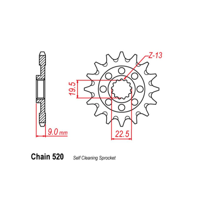 FRONT SPROCKET - STEEL  13T 520P (31-49H-13) Hover Image