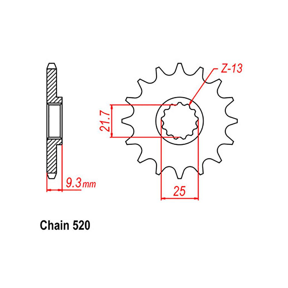 FRONT SPROCKET - STEEL  15T 520P (31-054-15)