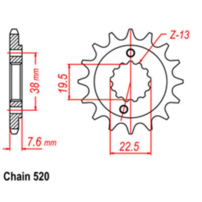 FRONT SPROCKET - STEEL  15T 520P (31-070-15) Hover Image