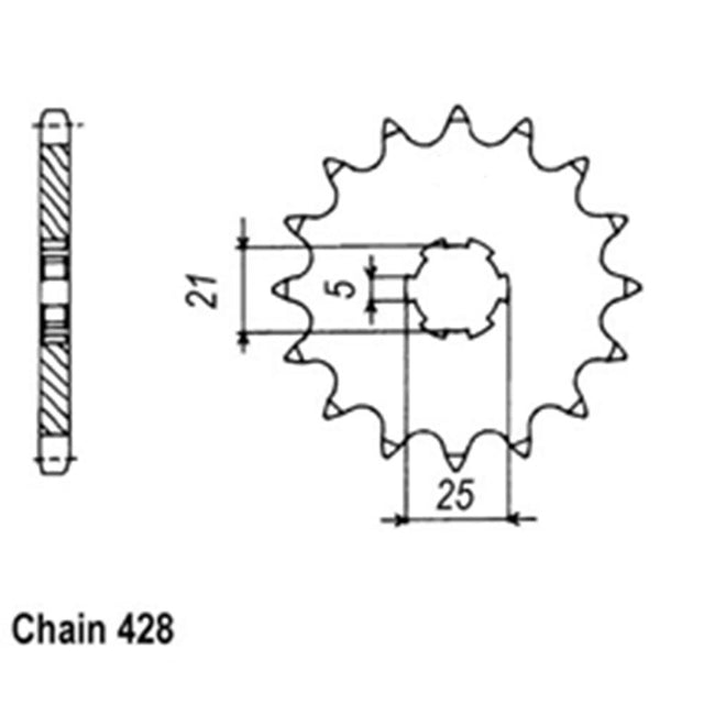FRONT SPROCKET - STEEL  13T 428P (31-074-13) Hover Image
