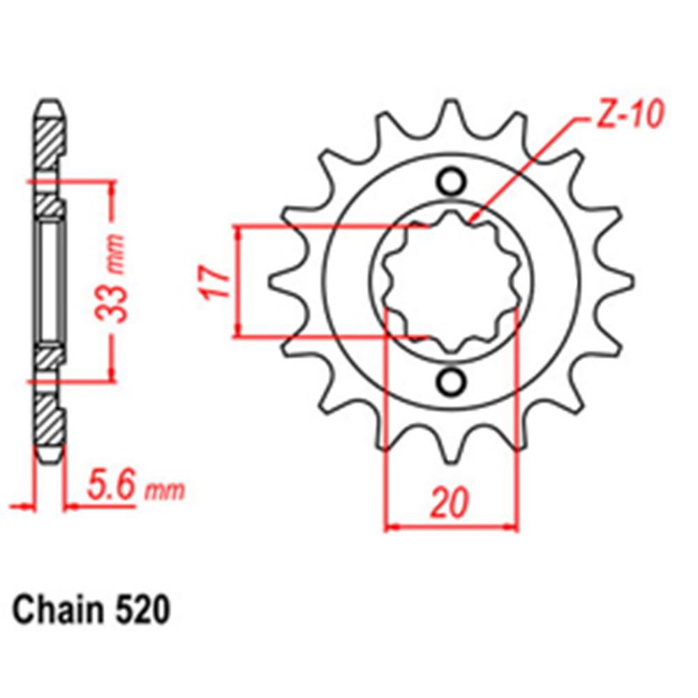 FRONT SPROCKET - STEEL  14T 520P (31-113-14)