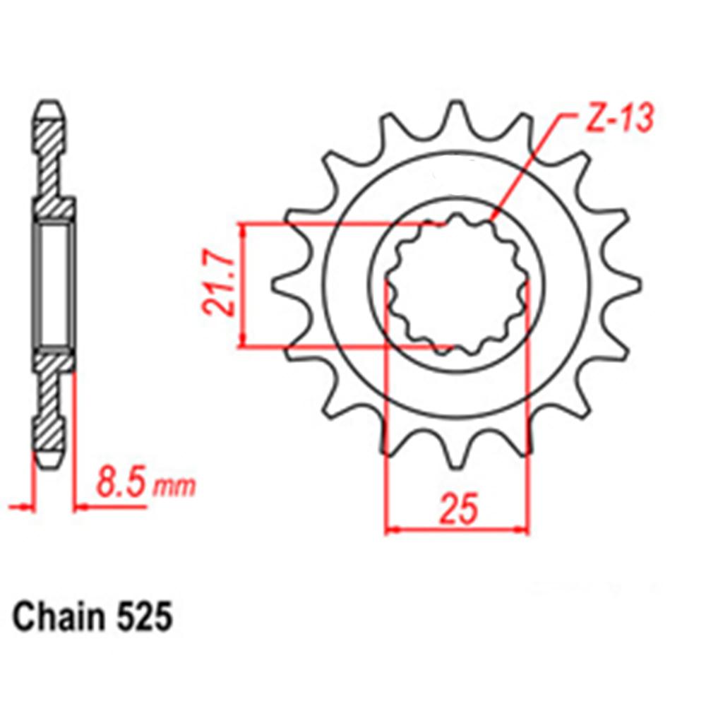 FRONT SPROCKET - STEEL  17T 525P (31-132-17)