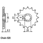 FRONT SPROCKET - STEEL  14T 520P (31-142-14)