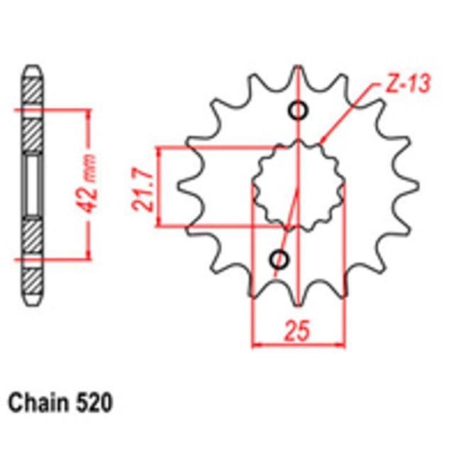FRONT SPROCKET - STEEL  13T 520P D/D (31-214-13) Hover Image