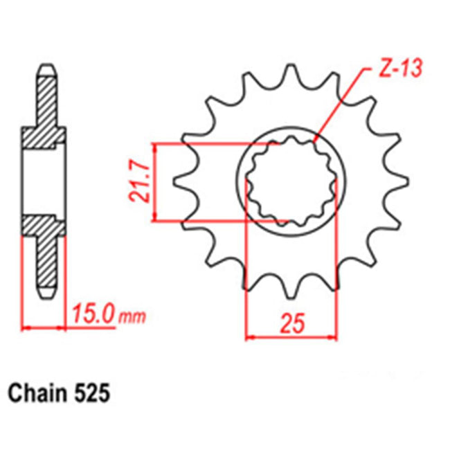 FRONT SPROCKET - STEEL  15T 525P (31-233-15) Hover Image