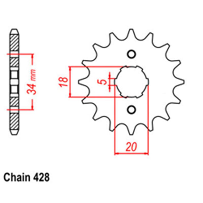 FRONT SPROCKET - STEEL  15T 428P (31-360-15) Hover Image