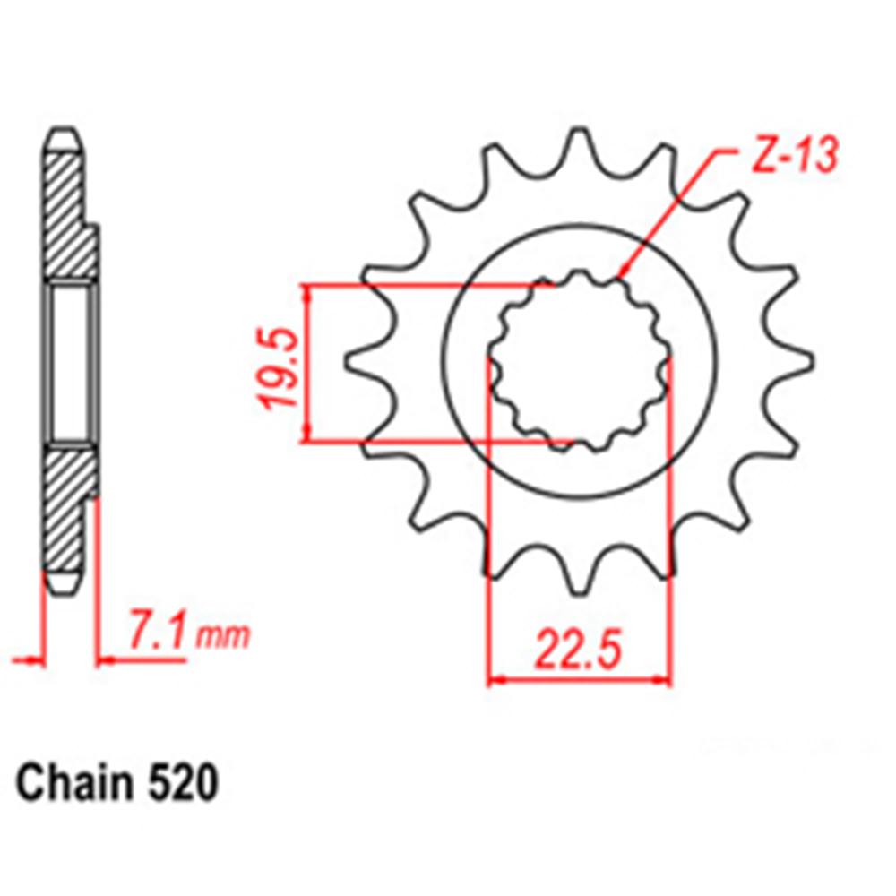 FRONT SPROCKET - STEEL  14T 520P (31-374-14)