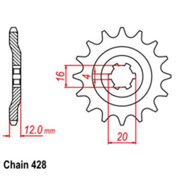 FRONT SPROCKET - STEEL  14T 428P (31-382-14) Hover Image