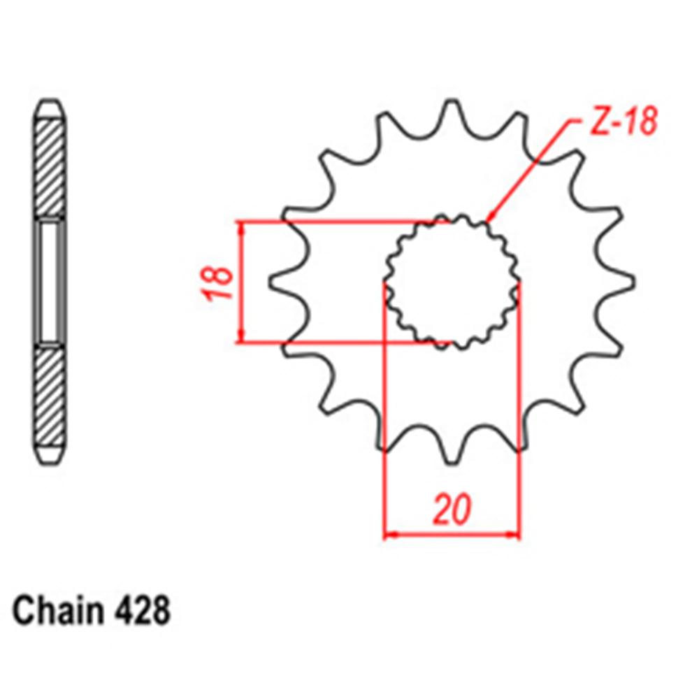 FRONT SPROCKET - STEEL  13T 428P (31-417-13)