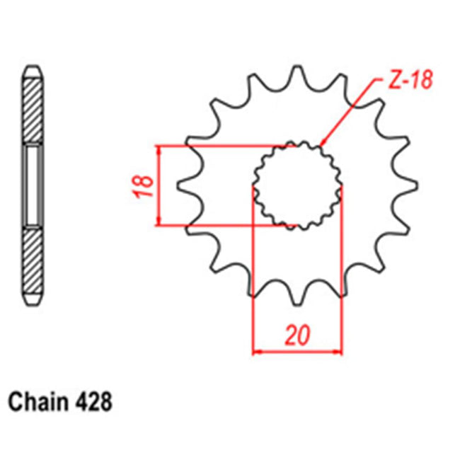 FRONT SPROCKET - STEEL  14T 428P (31-417-14) Hover Image