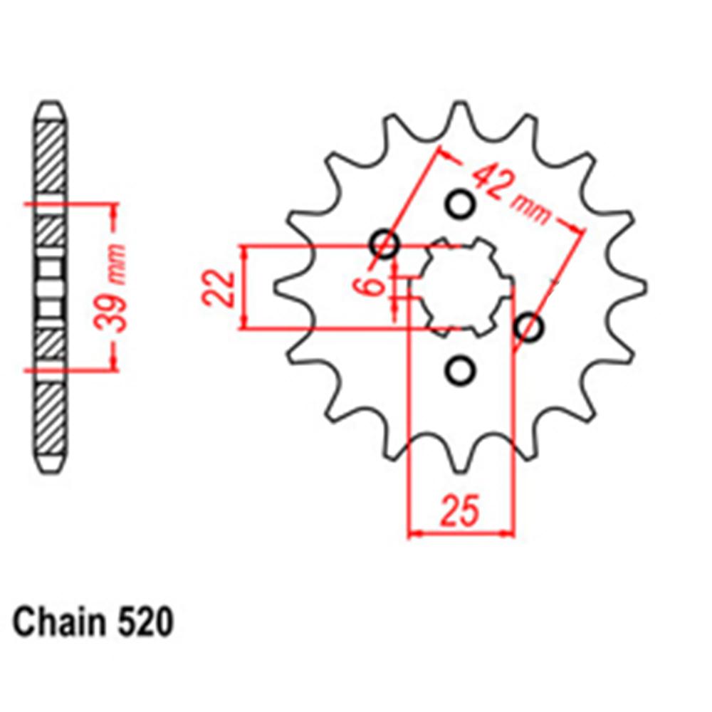 FRONT SPROCKET - STEEL  15T 520P D/D (31-428-15)