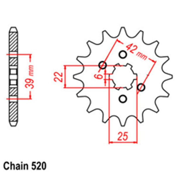 FRONT SPROCKET - STEEL  15T 520P D/D (31-428-15) Hover Image