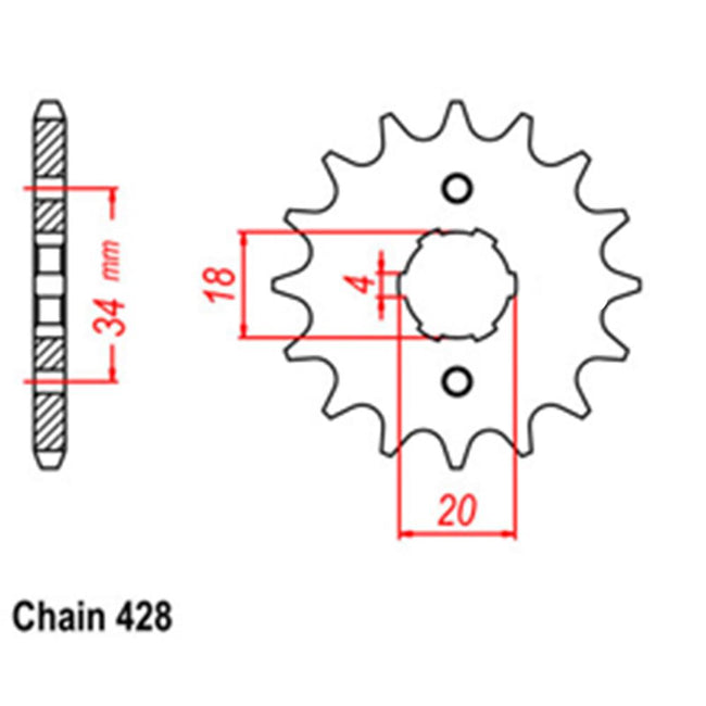 FRONT SPROCKET - STEEL  15T 428P (31-437-15) Hover Image