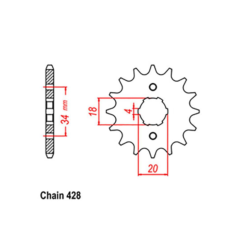 FRONT SPROCKET - STEEL  16T 428P (31-437-16)