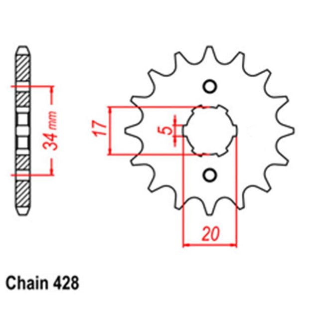 FRONT SPROCKET - STEEL  14T 428P (31-CH1-14) Hover Image