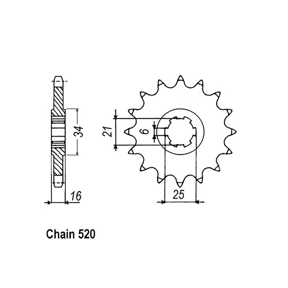 FRONT SPROCKET - STEEL  14T 520P (31-ED9-14)