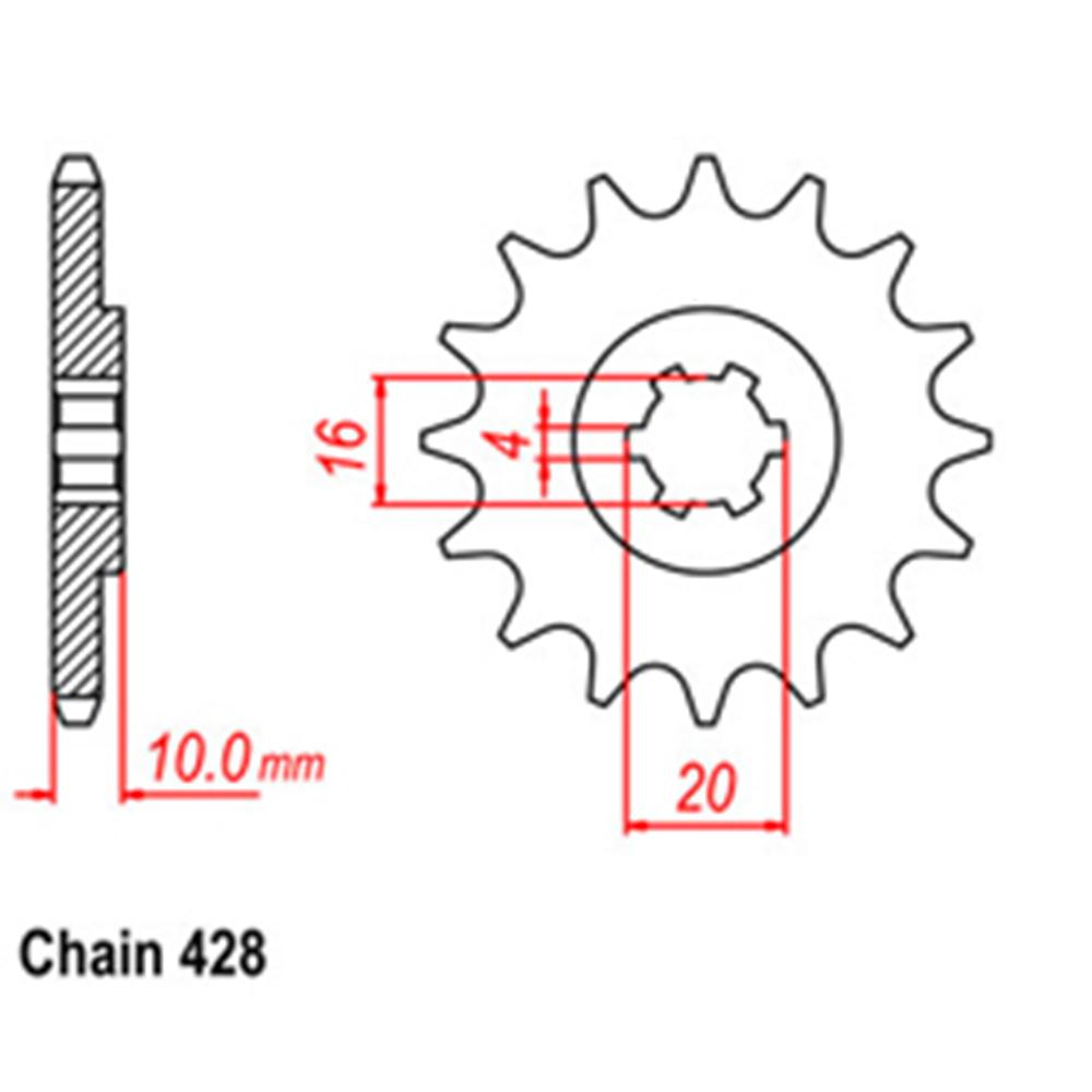 FRONT SPROCKET - STEEL  14T 428P (31-HY0-14)