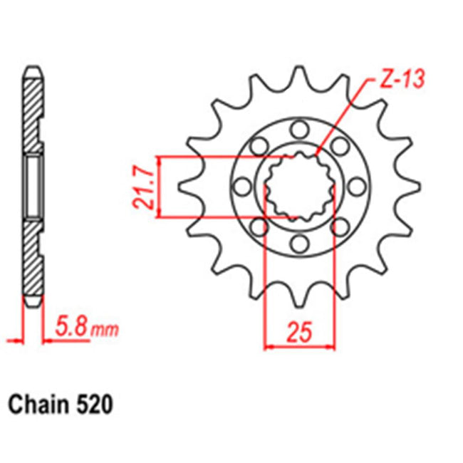 FRONT SPROCKET - STEEL  14T 520P (31-K17-14) Hover Image