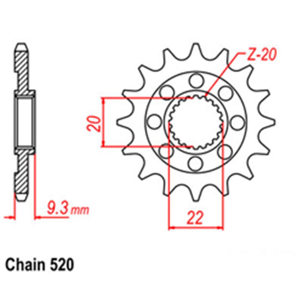 FRONT SPROCKET - STEEL  14T 520P (31-K35-14)