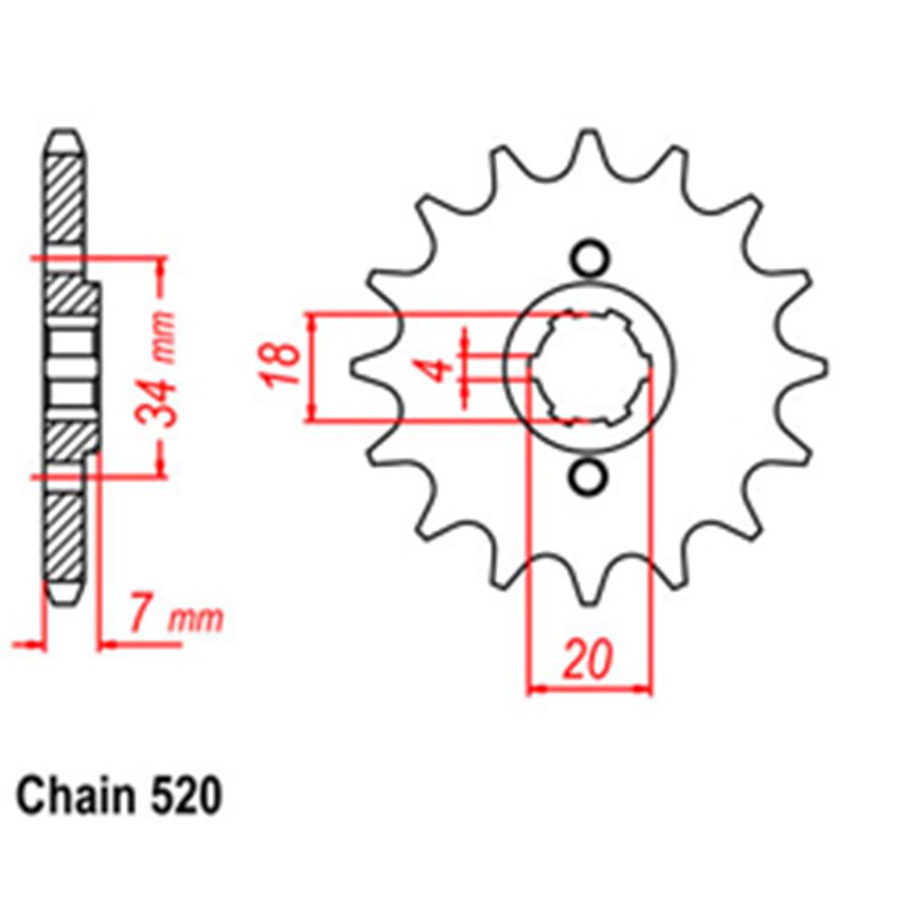 FRONT SPROCKET - STEEL  12T 520P (31-KF0-12)