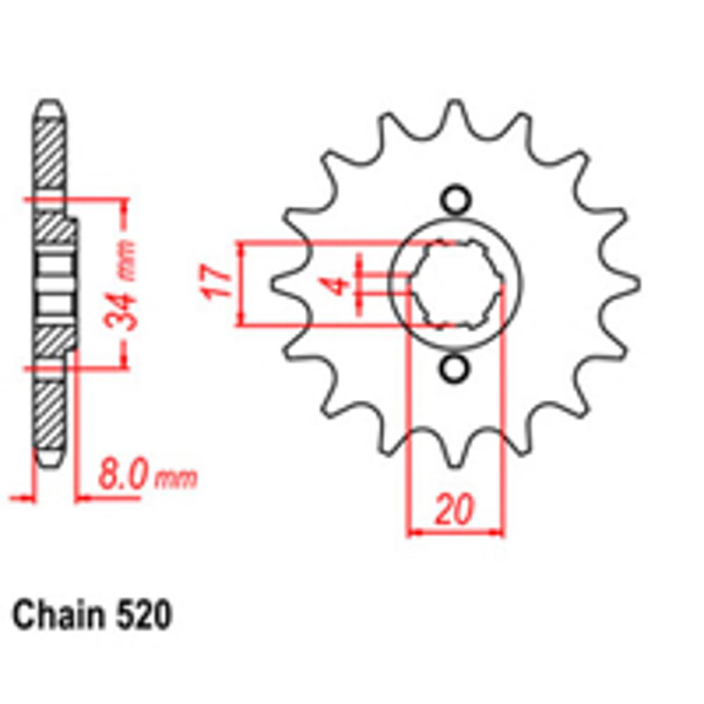 FRONT SPROCKET - STEEL  14T 520P (31-KF0-14)