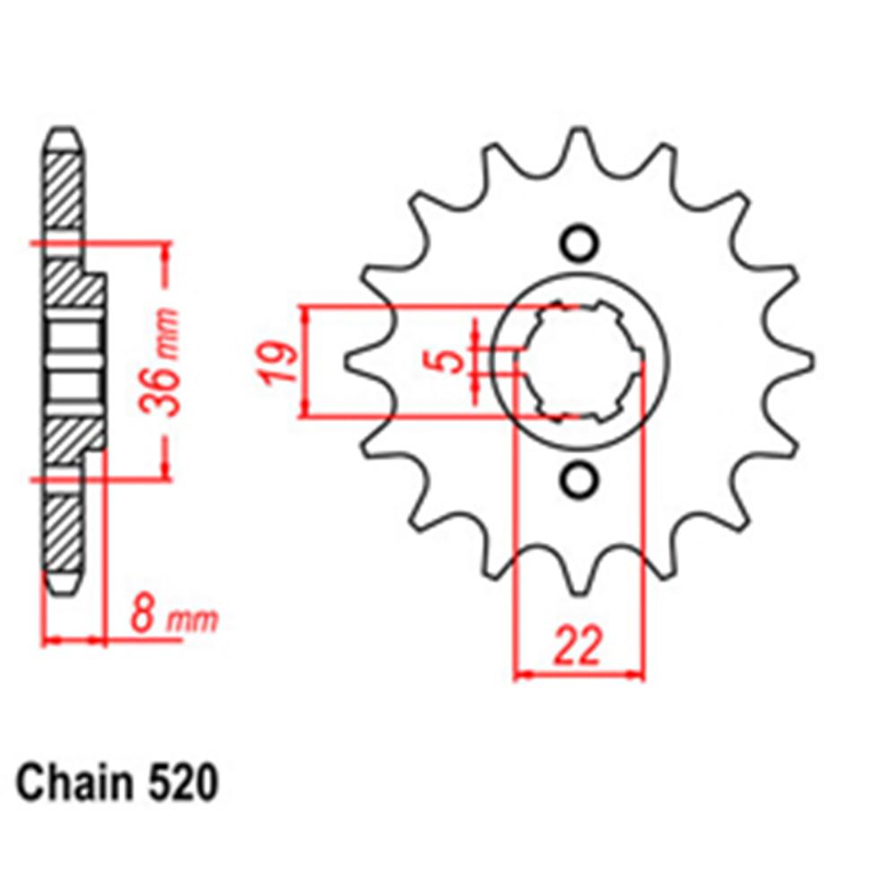 FRONT SPROCKET - STEEL  14T 520P (31-KN5-14)