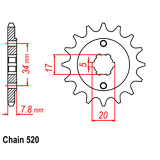 FRONT SPROCKET - STEEL  15T 520P (31-KR0-15) Hover Image