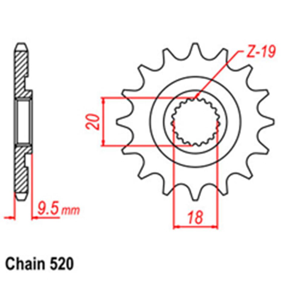 FRONT SPROCKET - STEEL  13T 520P (31-KS6-13)