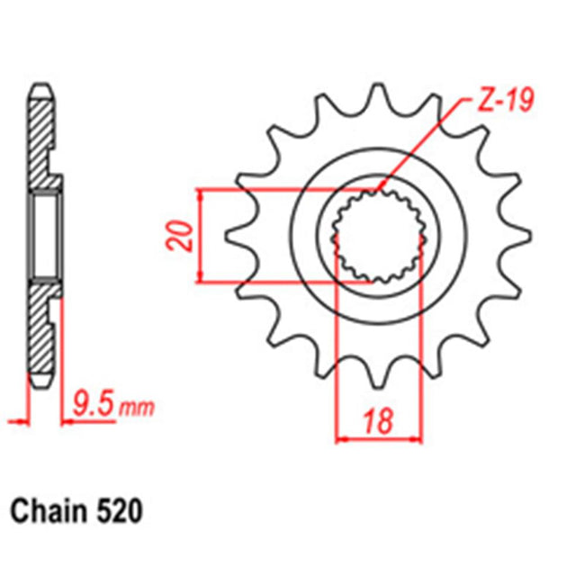 FRONT SPROCKET - STEEL  13T 520P (31-KS6-13) Hover Image