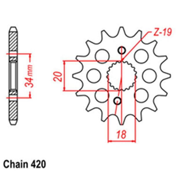 FRONT SPROCKET - STEEL  15T 420P (31-KSE-15) Hover Image