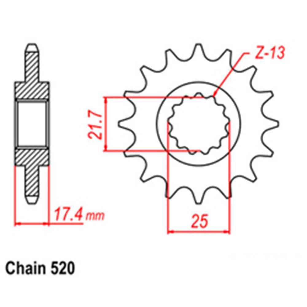 FRONT SPROCKET - STEEL  14T 520P (31-KV0-14)