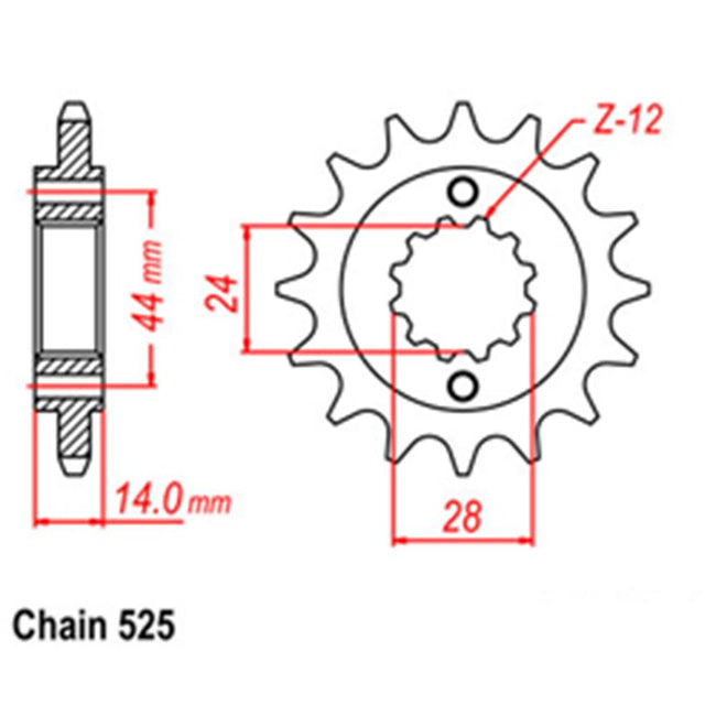 FRONT SPROCKET - STEEL  17T 525P (31-MBA-17) Hover Image