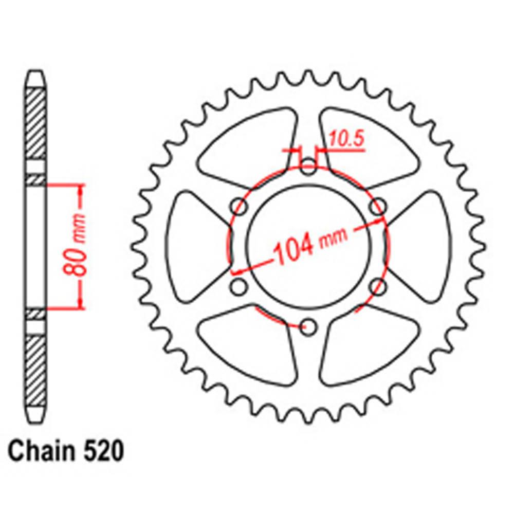 REAR SPROCKET - STEEL 46T 520P (32-163-46)