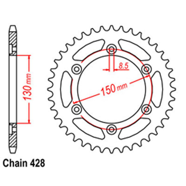 REAR SPROCKET - STEEL 52T 428P (32-KY1-52) Hover Image