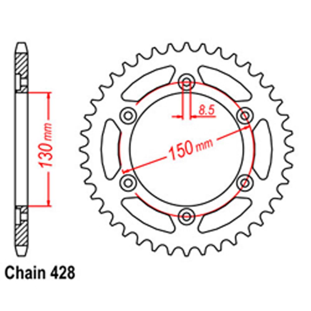 REAR SPROCKET - STEEL 54T 428P (32-KY1-54)